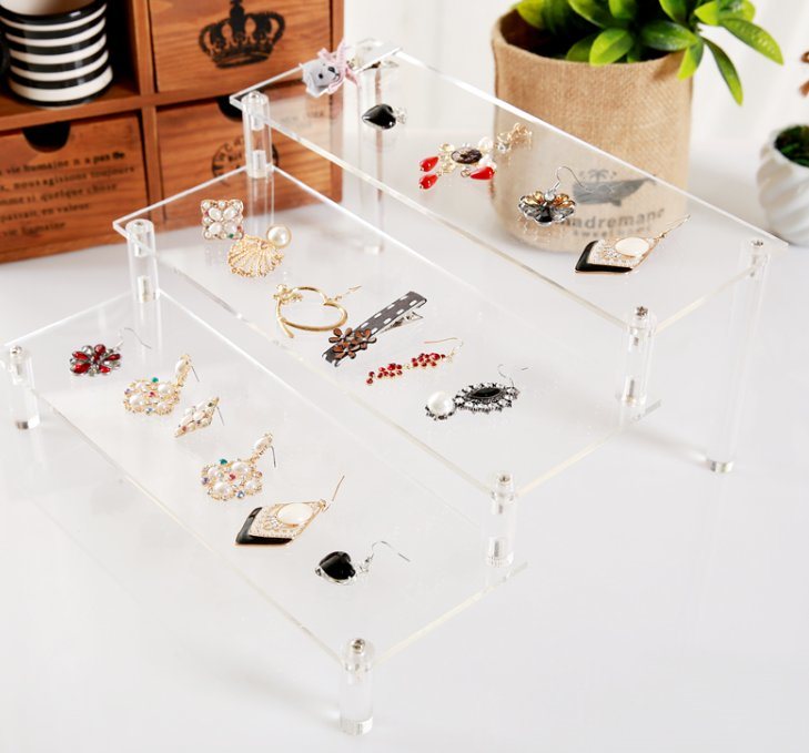 Clear Display Acrylic Riser Display Stand 4 Steps