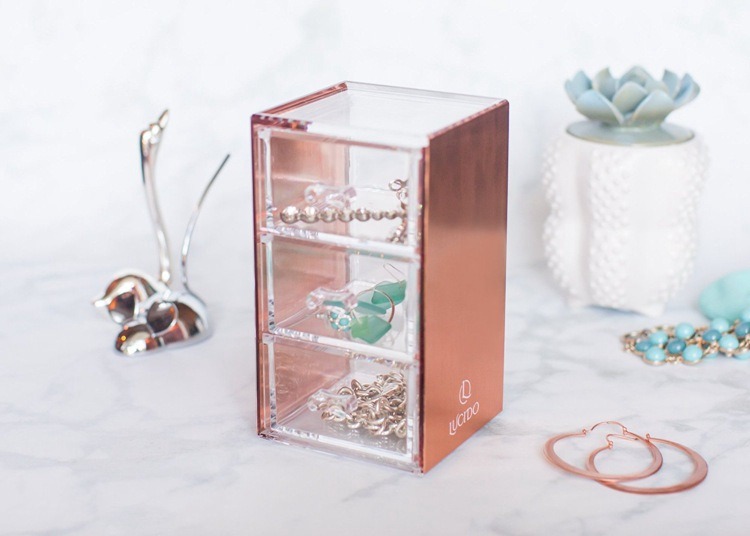 Rose Gold Desk Acrylic Cosmetic Jewelry Organizer