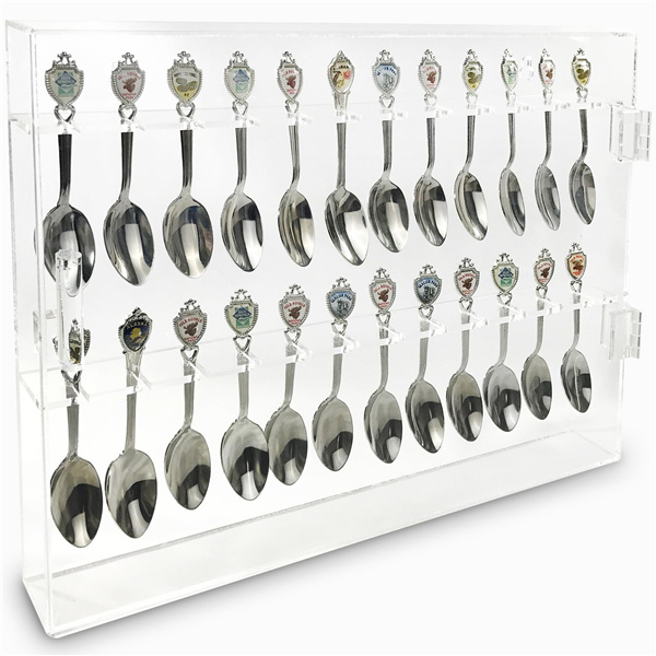 Acrylic Souvenir Spoon Organizer Knife Fork Storage Holder Rack Display Case