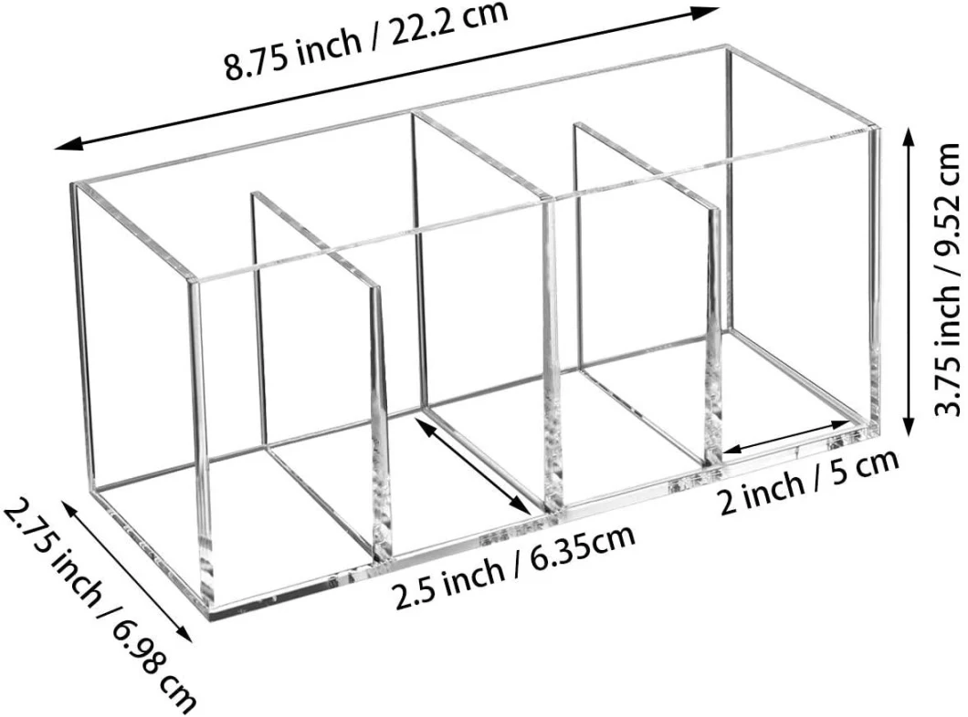 Wholesale 4-Compartment Clear Acrylic Organizer, Makeup Brush Holder, Pen Pencil Holder for Desk