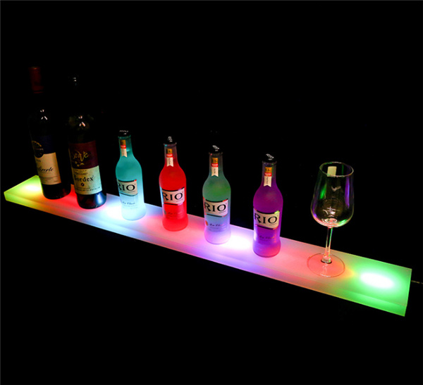 Wall Mount LED Liquor Shelf, Bottle Display Acrylic Alcohol Display Stand Includes Wireless Remote and Power Supply