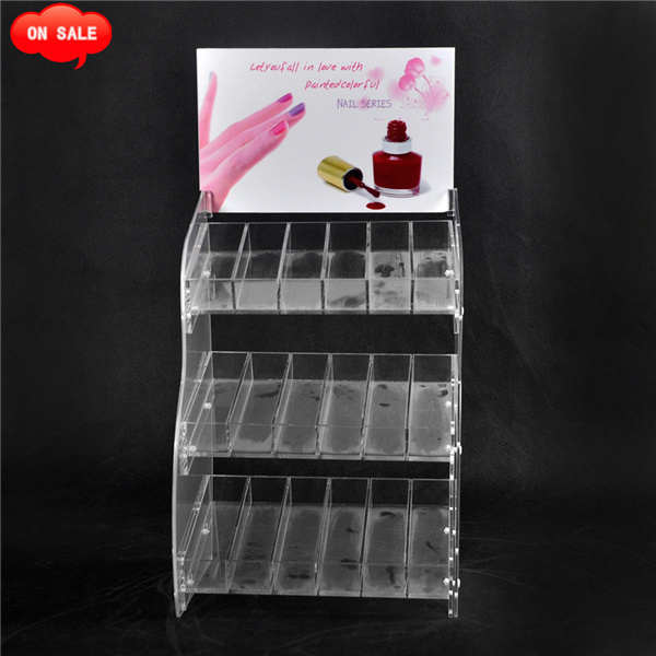 Elegant 3-Tie Acrylic Nail Polish Display Rack