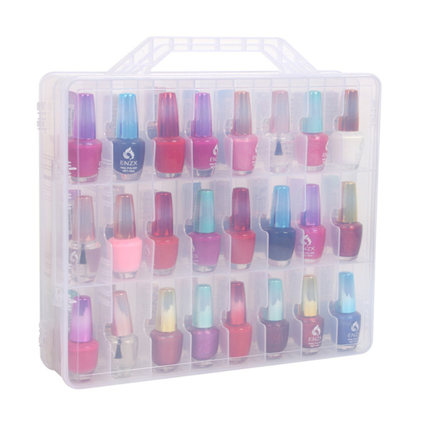 Portable Clear Nail Polish Organizer Holder for 48 Bottles Adjustable Dividers