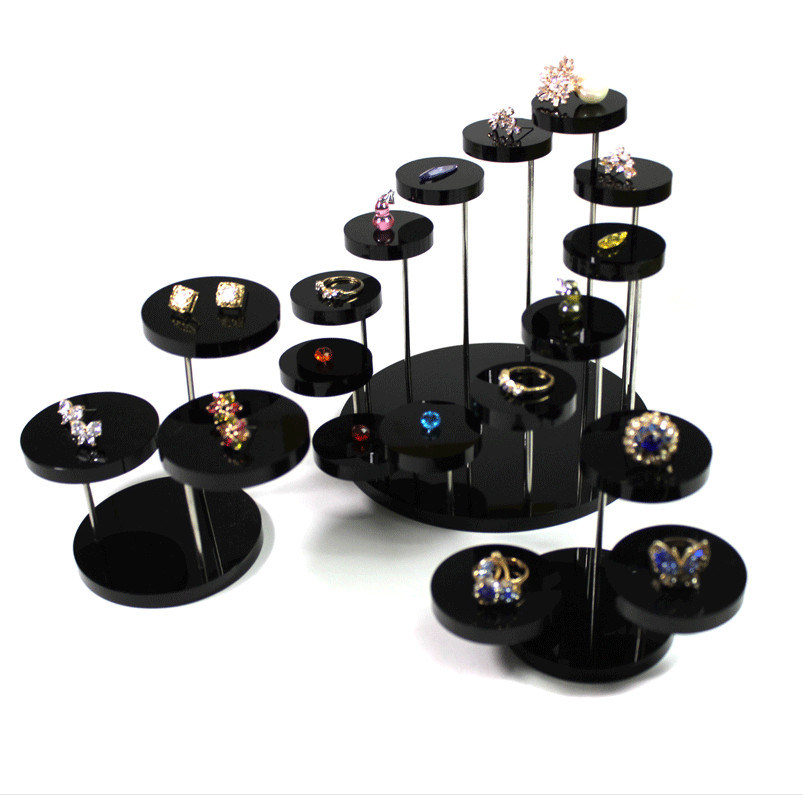 Roating Black, Clear Acrylic Jewelry Ring Display Stand