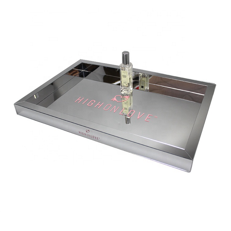 Rectangle Shiny Silver Luxury Perfume Cosmetic Tray China Manufacturer