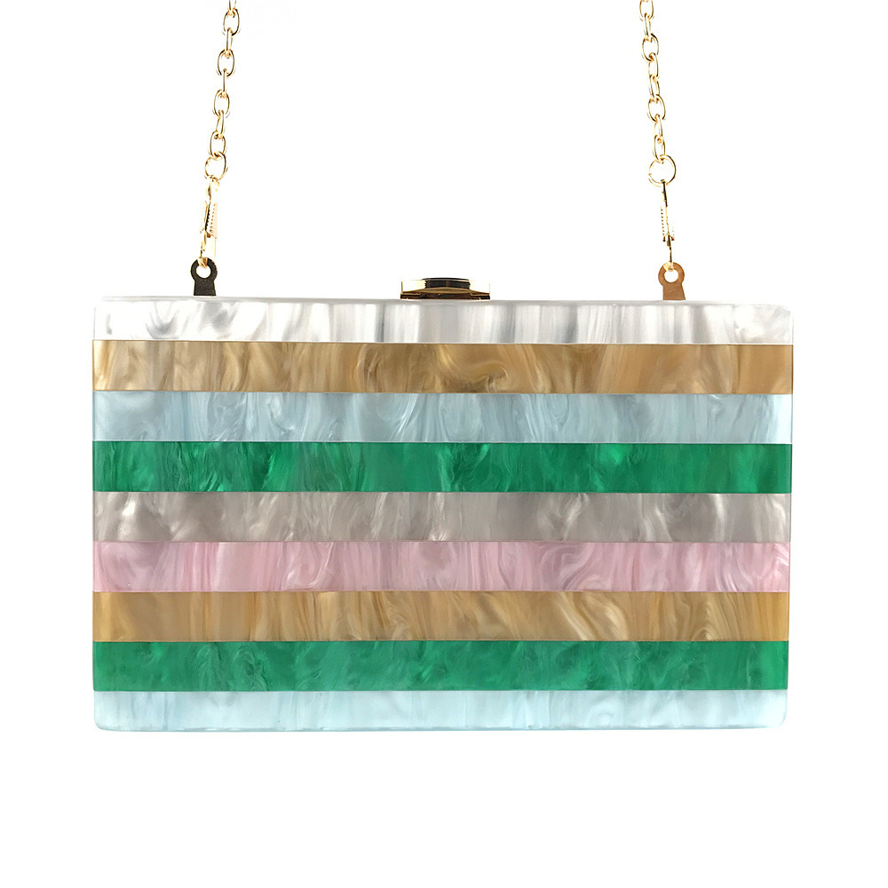 Individuality Lady Color Stripes Acrylic Clutch Bag