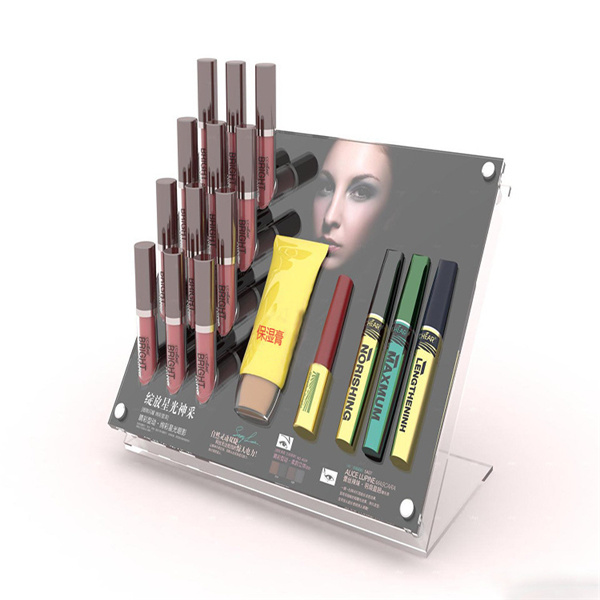 Custom Creative Acrylic Lipstick Makup Organizer Cosmetic Display with Poster