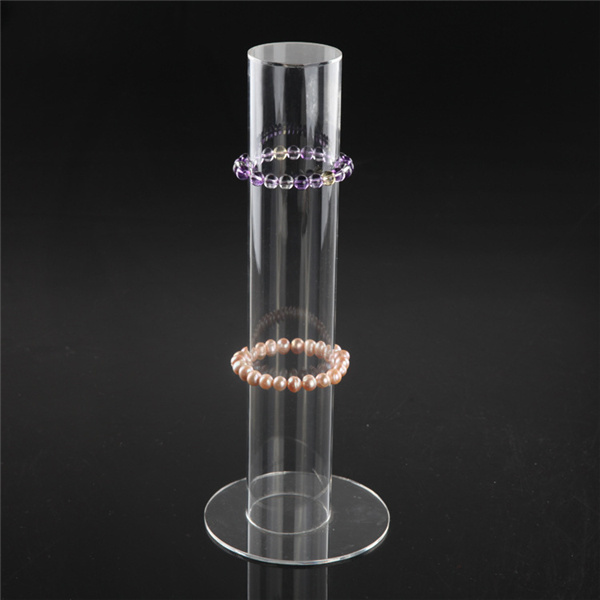 Acrylic Tube Jewelry Bracelet Display Stand Vertical Tower Bangle T-Bar Display