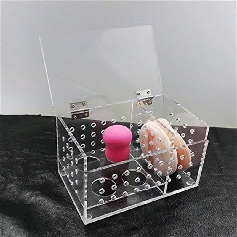 Customized High Transparent Acrylic Cosmetics Storage Box Acrylic Sponge Storage Box