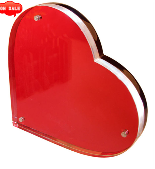 Magnetic Double Sided Clear Acrylic Heart Shaped Photo Frame for Promotion Gift