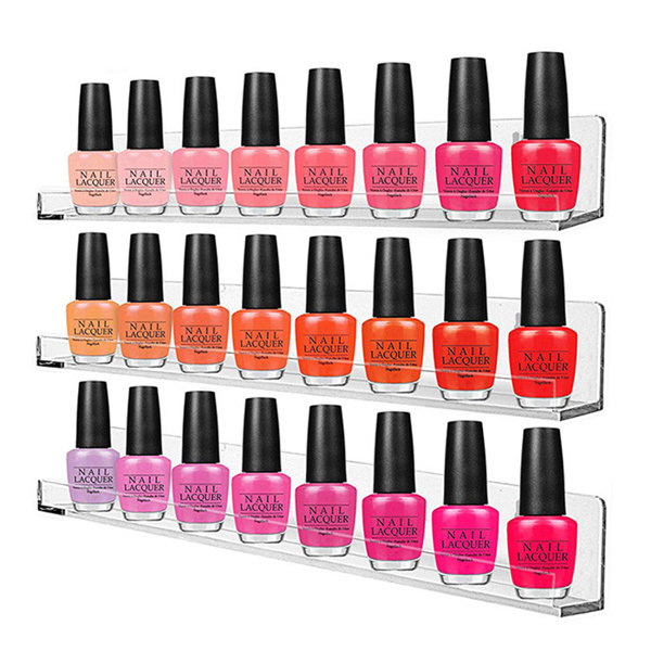 Exhibition Wall Mount Nail Polish Acrylic Step Display Cosmetic Bottle Display