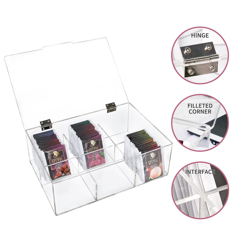 Custom Logo Clear Acrylic Tea Bag Storage Organizer Box