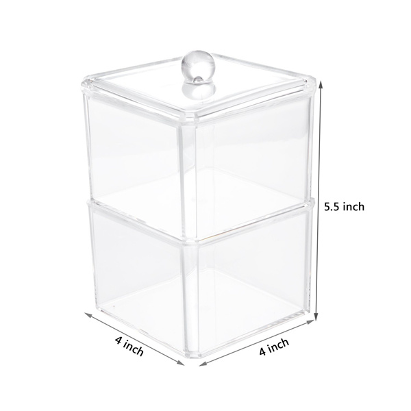 2/3/4 Tier Stackable Clear Jewelry Box, Acrylic Qtips Pads Cotton Ball Makeup Organizer