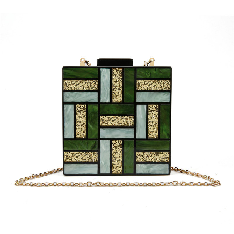 Geometric Patterns Acrylic Women Dinner Clutch