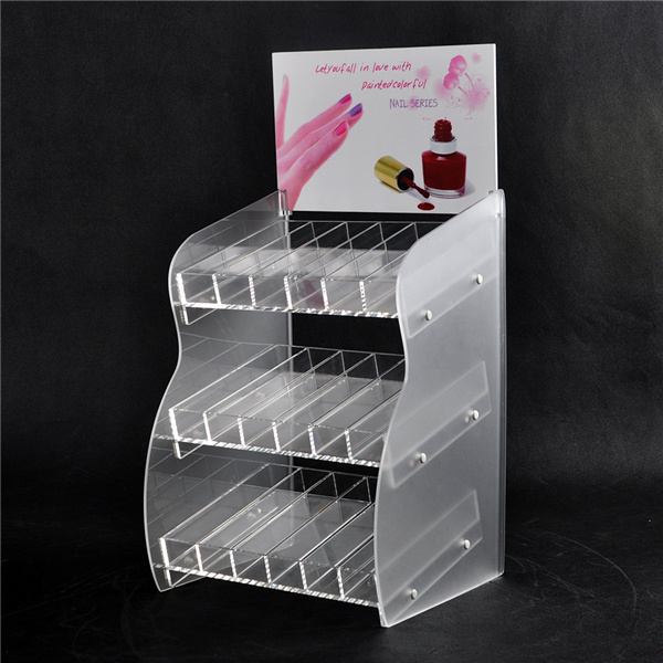 Elegant 3-Tie Acrylic Nail Polish Display Rack