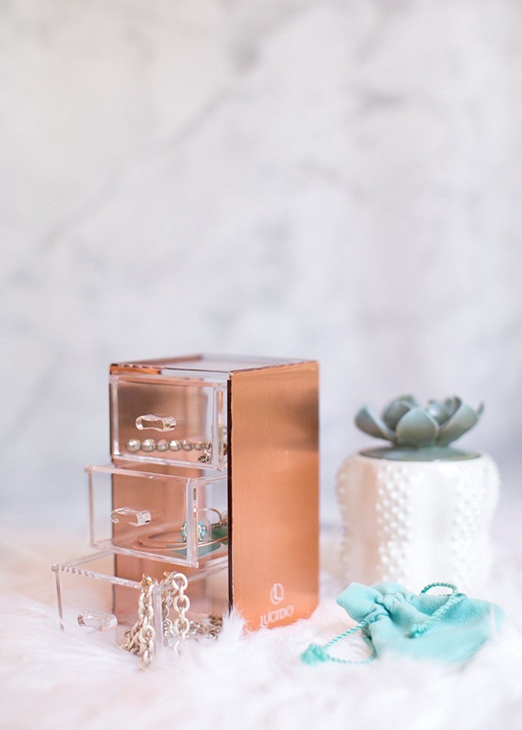 Rose Gold Desk Acrylic Cosmetic Jewelry Organizer