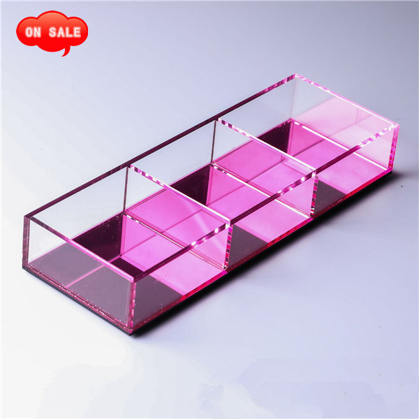 4-Section Acrylic Vanity Tray Jewelry Storage Box, Acrylic Serving Tray