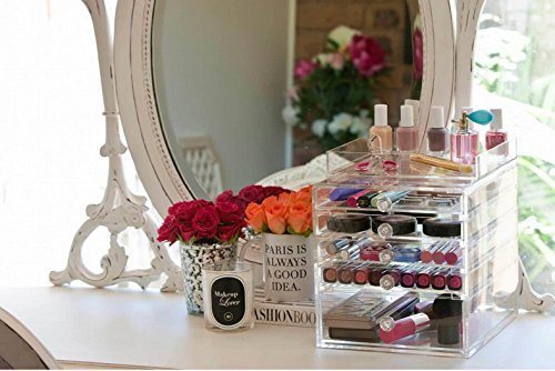 Large 5 Drawers Makeup Organizer and Acrylic Cosmetics Storage Cases