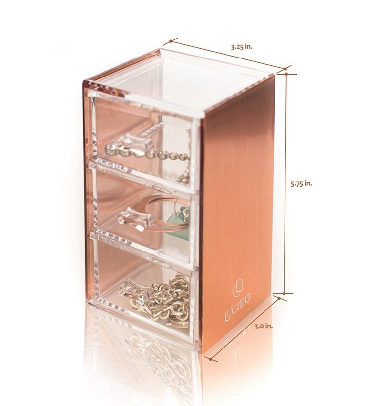 Rose Gold Desk Acrylic Cosmetic Jewelry Organizer