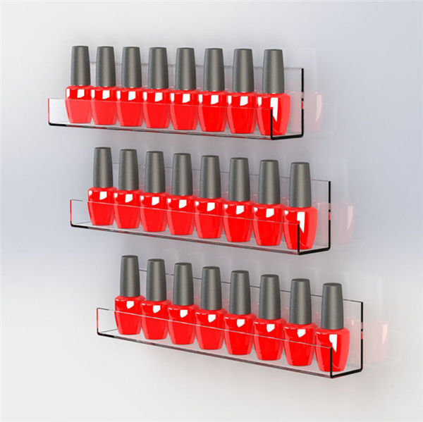 Exhibition Wall Mount Nail Polish Acrylic Step Display Cosmetic Bottle Display