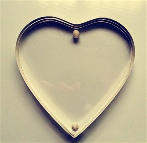 Magnetic Double Sided Clear Acrylic Heart Shaped Photo Frame for Promotion Gift