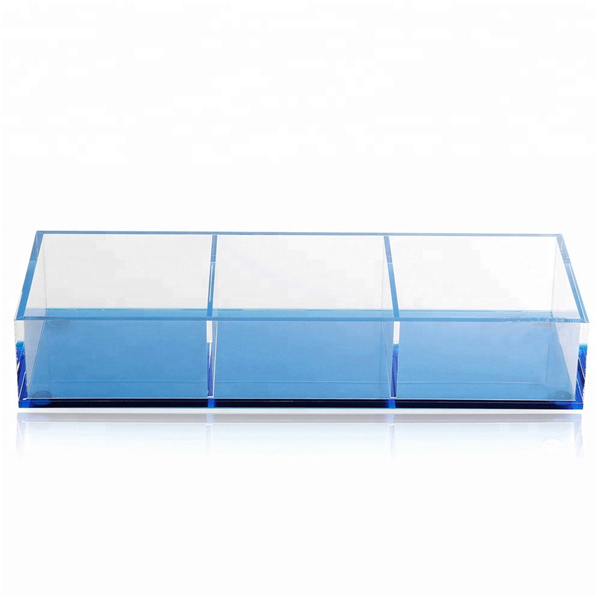 3-Section Acrylic Vanity Tray, Lucite Jewelry Box Makeup Cosmetic Display Organizer