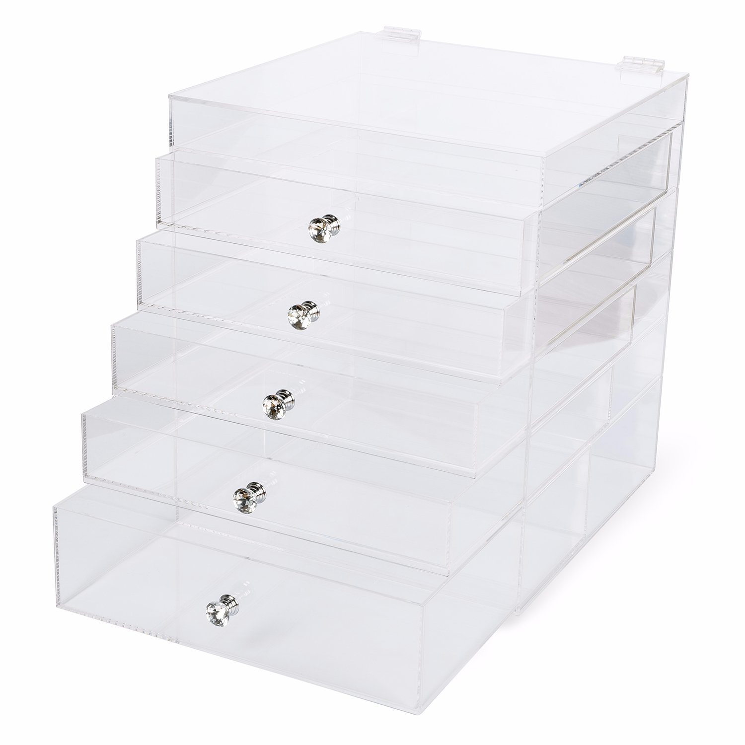 Custom Logo Elegant 6-Layer Large Acrylic Jewelry Box Acrylic Makeup Organizer