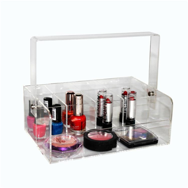 Acrylic Plastic Cosmetics Storage Box Beauty Case Makeup Organizer with Handle