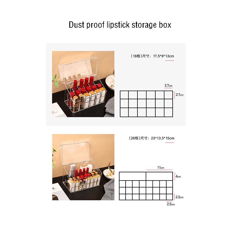 26 Slots Lipstick Holder Clear Acrylic Lip Gloss Lipstick Storage Box Display Holder