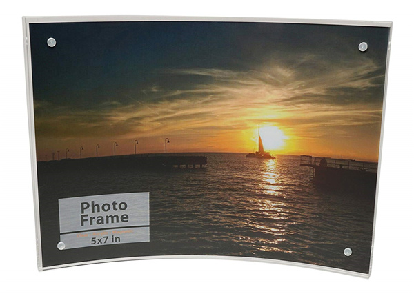 Curved Acrylic Magnet Frame (5X7) , Clear Acrylic Picture Frame for Home and Office