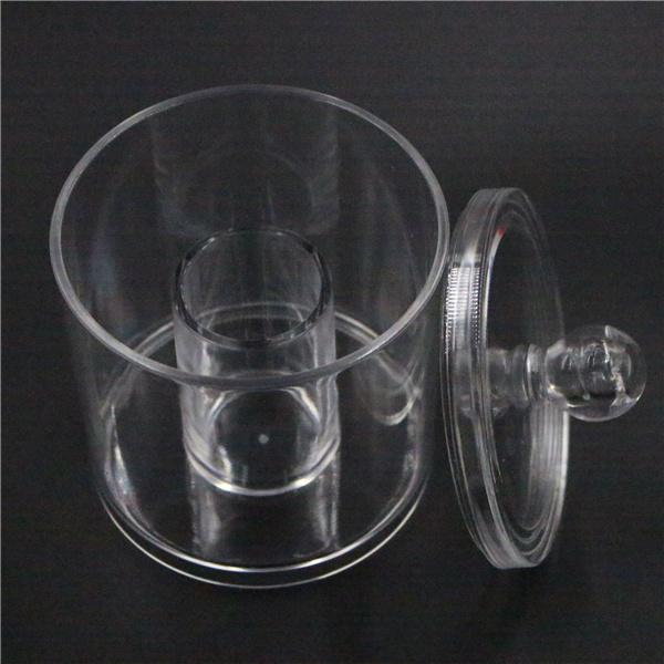 Round Acrylic Cosmetics Organizer Qtip Makeup Cutton Container