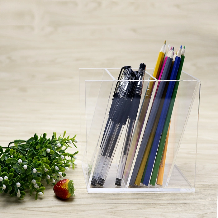 Clear Acrylic Pen Organizer Desk Pencil Cup Holder Multi-Functional Desktop Pen Holder