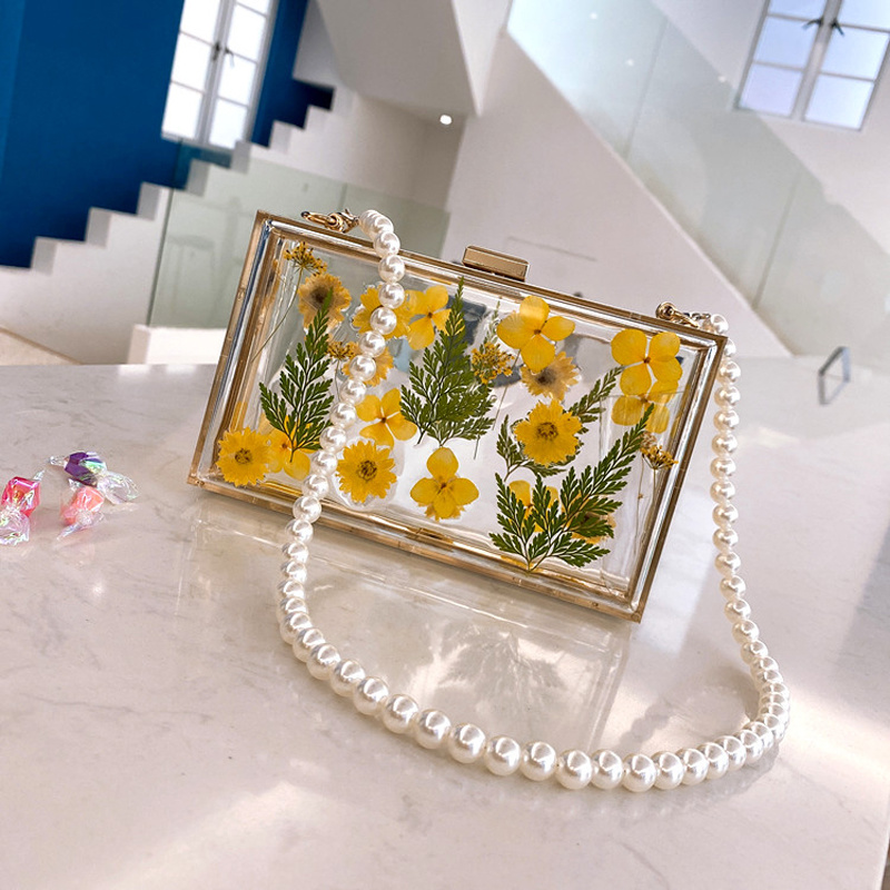 Fashion Pearls Lustre Long Clutch Acrylic Bag
