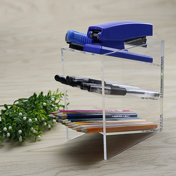 Clear Acrylic Pen Organizer Desk Pencil Cup Holder Multi-Functional Desktop Pen Holder