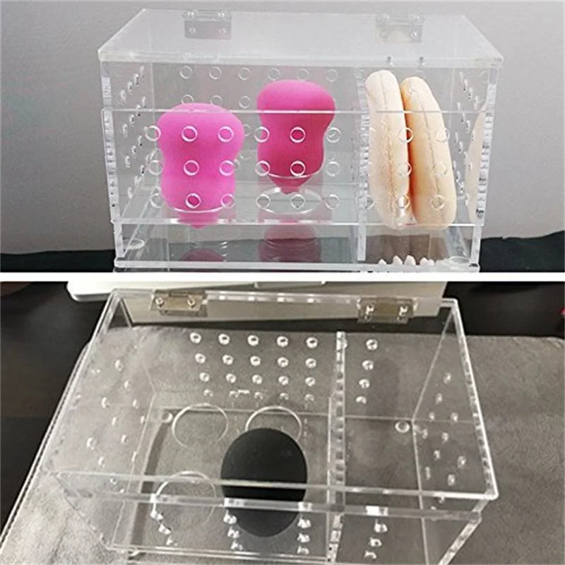 Customized High Transparent Acrylic Cosmetics Storage Box Acrylic Sponge Storage Box