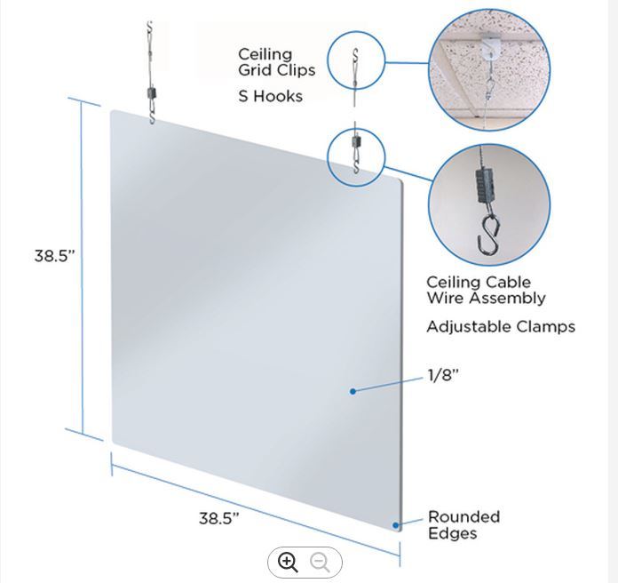 Wholesale Acrylic Hanging Sneeze Guard Plexiglass Protective-Shield Acrylic Partition