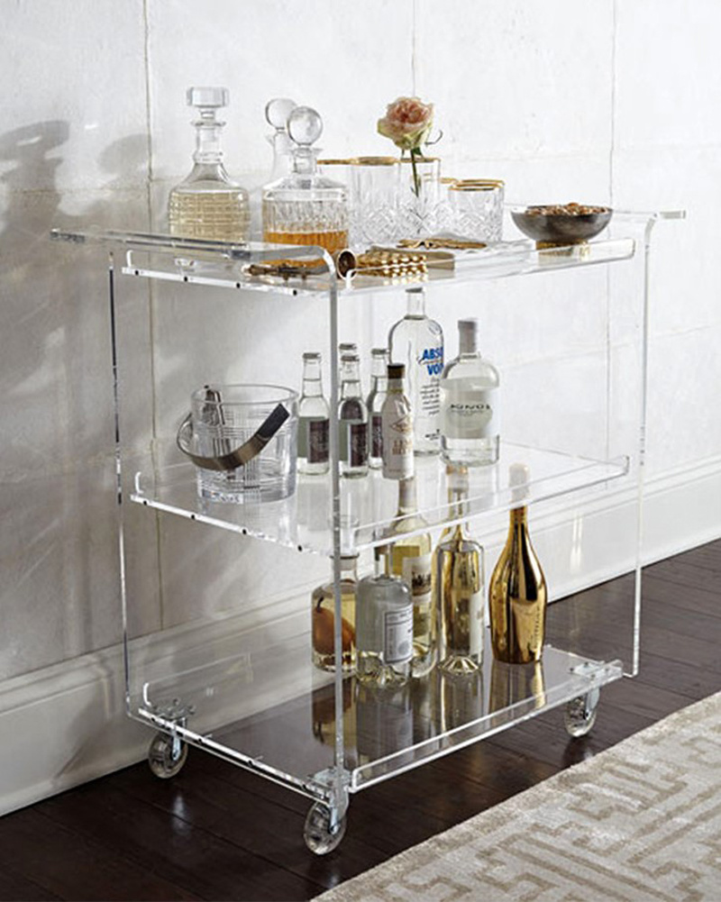 Hotel Furniture Acrylic Food Trolley Cart