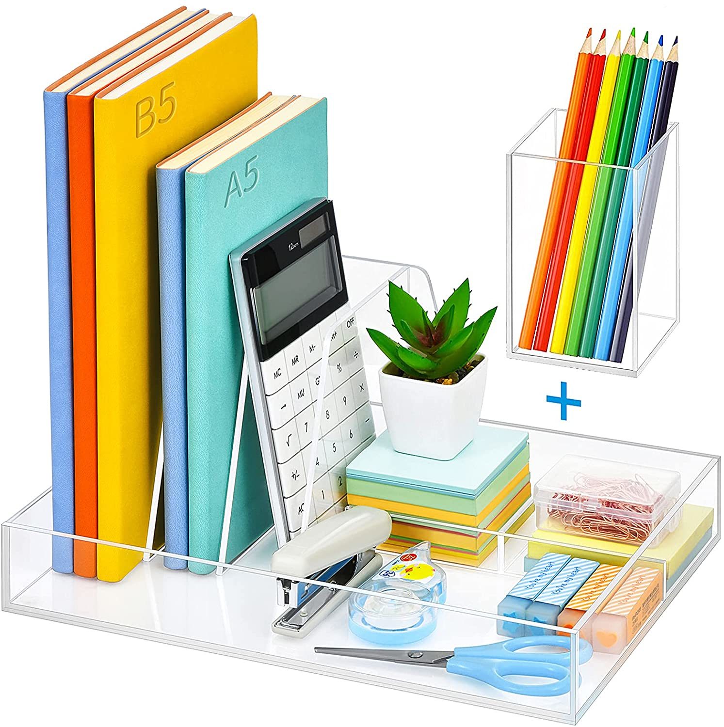 Acrylic Desktop Organizer with Magazine Book Acrylic Holder