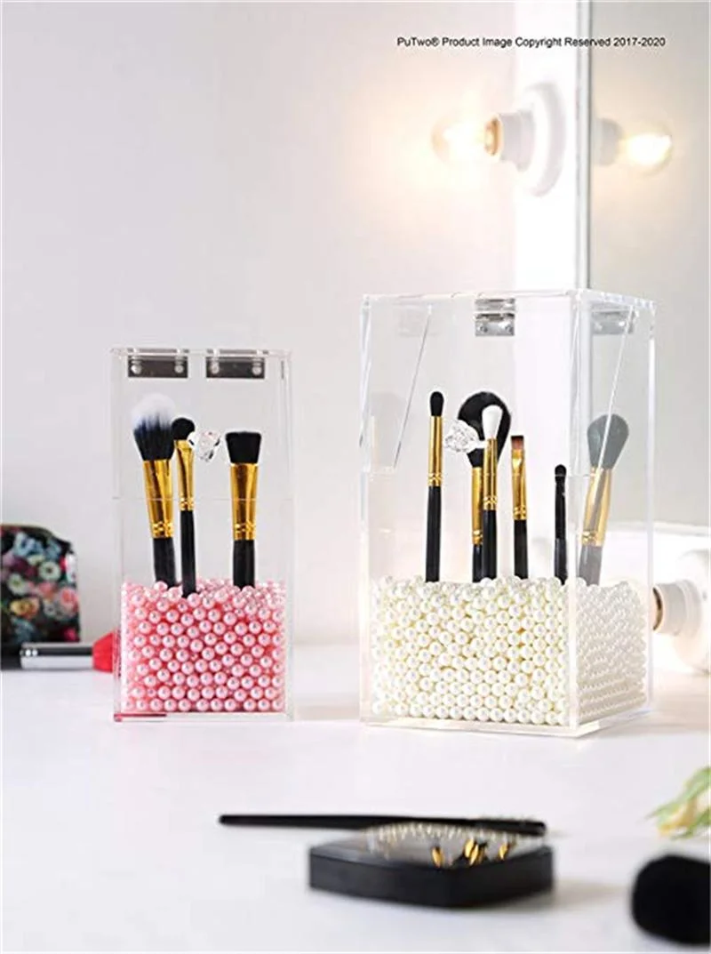 High Quality Decorative Acrylic Makeup Brush Cup Holder Organizer Storage Box Acrylic Makeup Brush Cup Holder