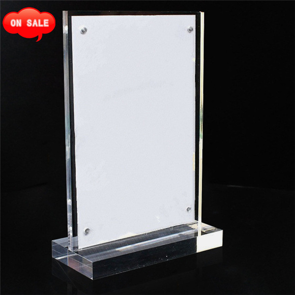 8 X 6 T Shape Clear Magnet Acrylic Picture Frame with Base