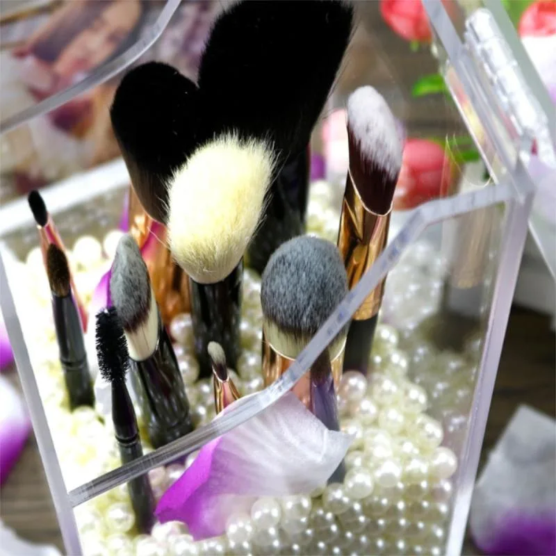 High Quality Decorative Acrylic Makeup Brush Cup Holder Organizer Storage Box Acrylic Makeup Brush Cup Holder