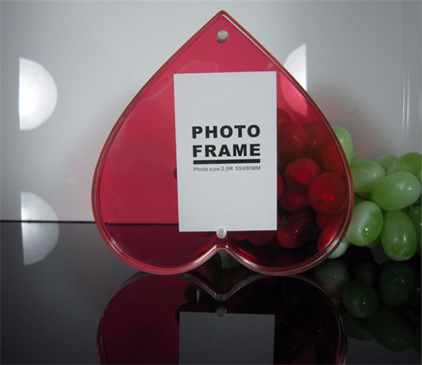 Magnetic Double Sided Clear Acrylic Heart Shaped Photo Frame for Promotion Gift