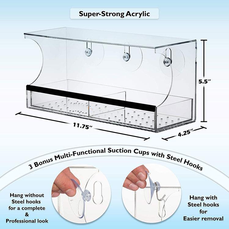 Clear Window Bird Feeder House with Sliding Feed Acrylic Bird Feeder