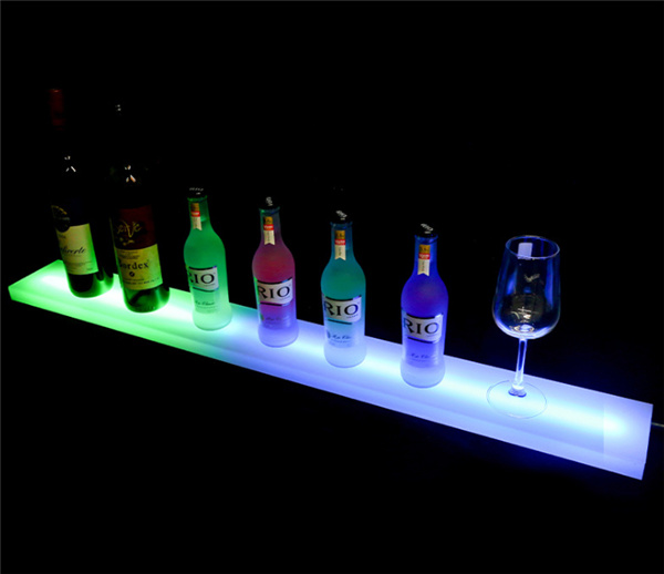 Wall Mount LED Liquor Shelf, Bottle Display Acrylic Alcohol Display Stand Includes Wireless Remote and Power Supply