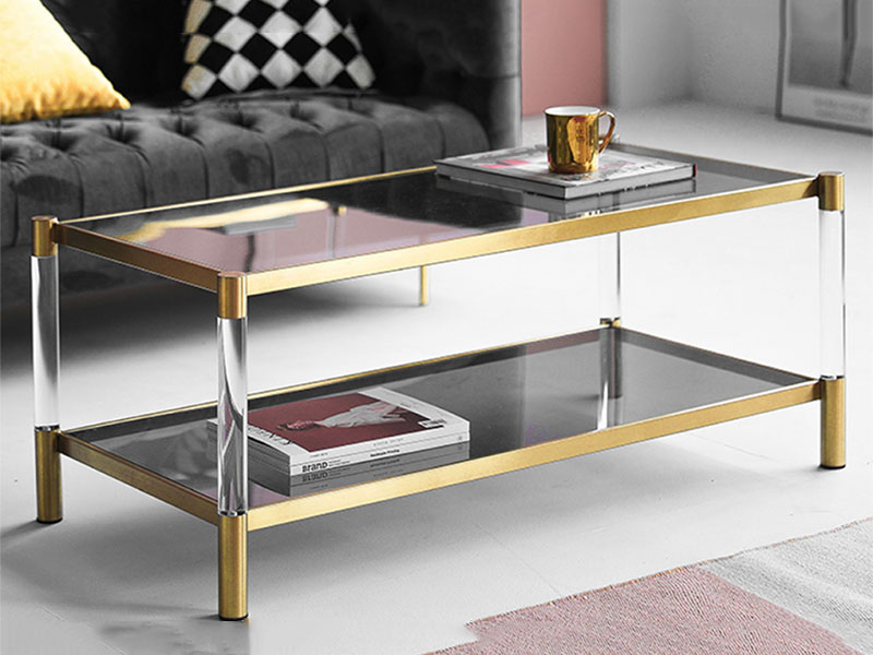 Two-tier acrylic coffee table manufacturers custom display