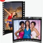 Black Acrylic Photo Frame with Film Strip Design on Sides, Holds 6&quot; X 4&quot; Photos